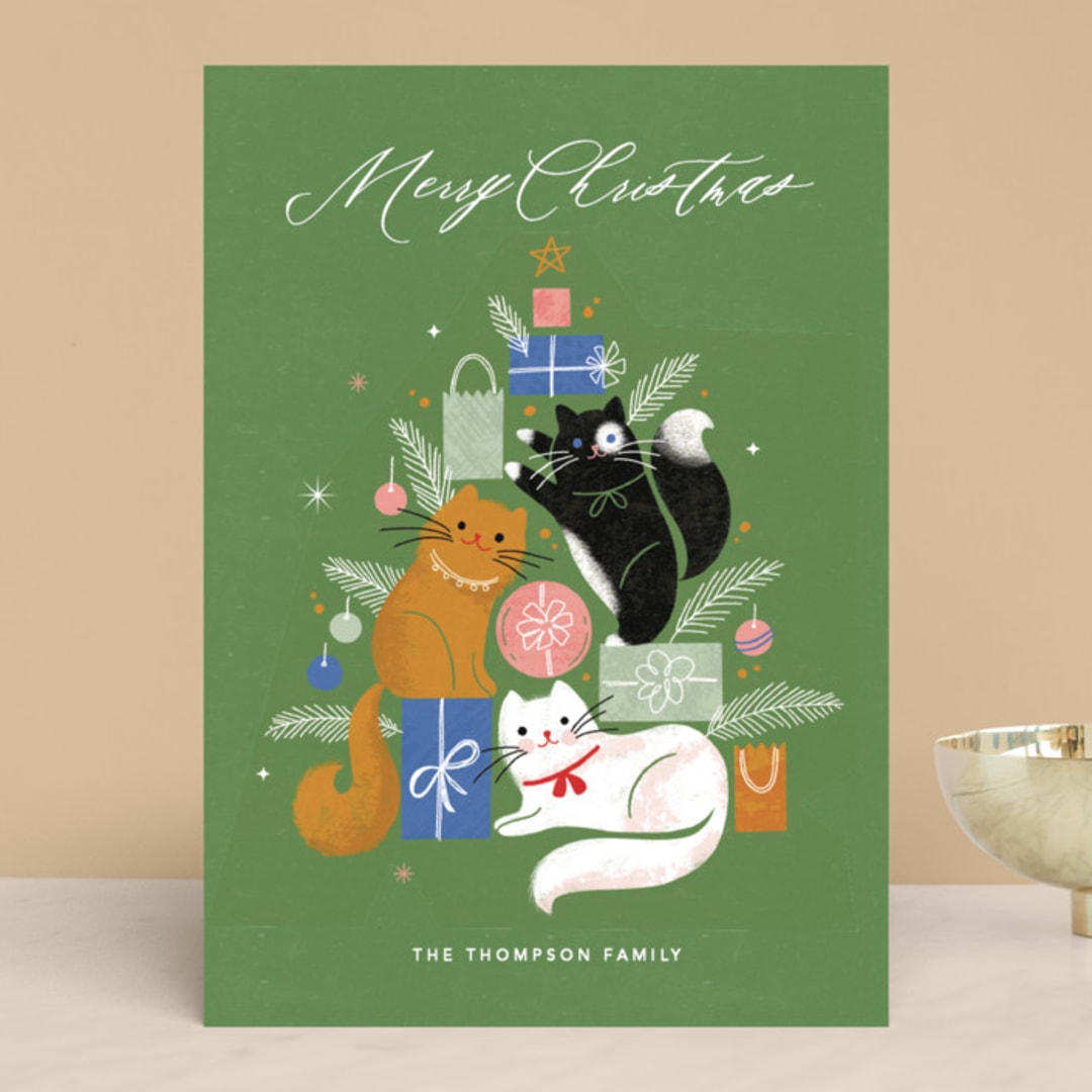 "Christmas Kitties" - Holiday Cards in Pears by Kristen Smith - Front