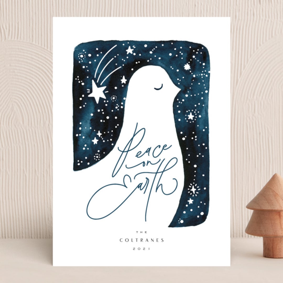 "Dove" - Holiday Cards in Navy by Anastasia Makarova - Front