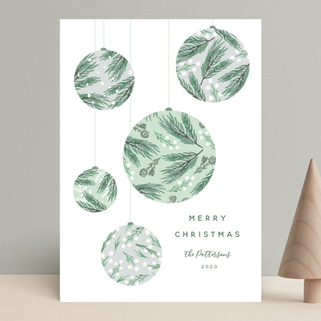 "Forest Ornaments" - Holiday Cards in Snow by Jennifer Holbrook - Front