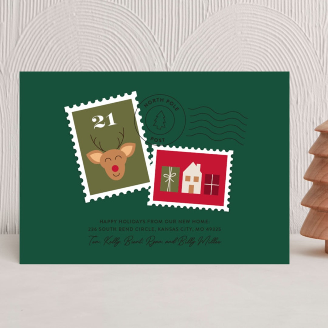 "North Pole Post" - Holiday Cards in Evergreen by Shari Margolin - Front