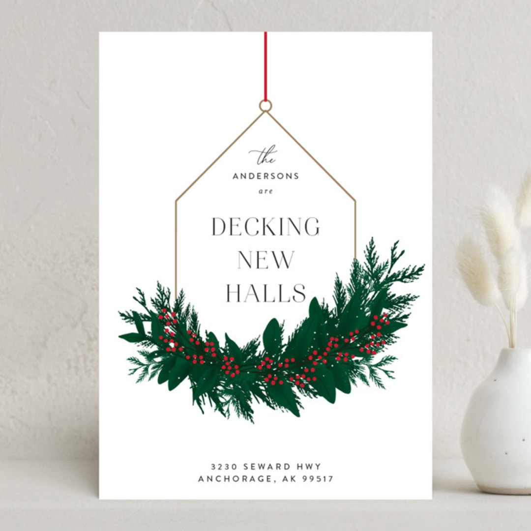 "Decking New Halls" - Holiday Cards in Snow by Iveta Angelova - Front