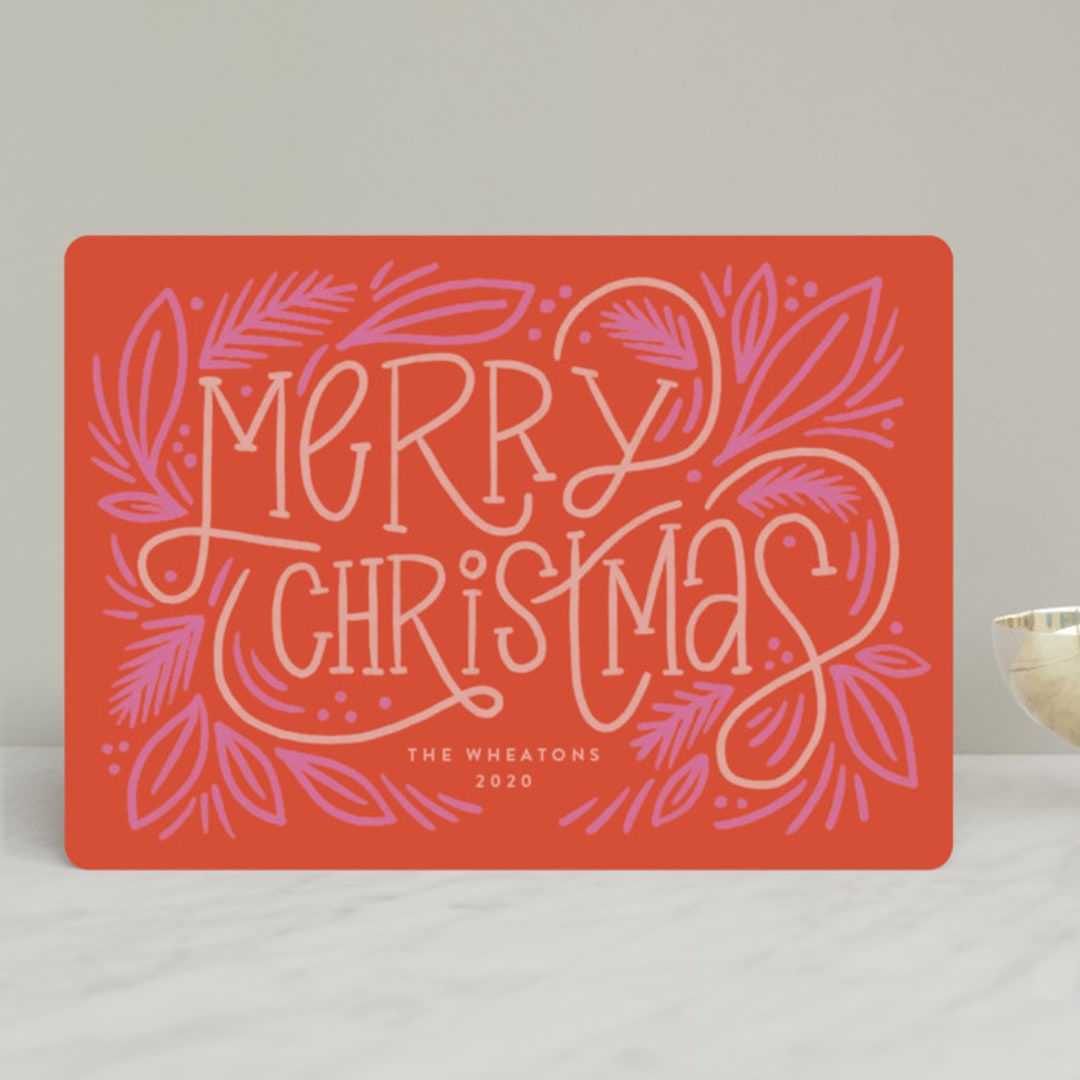 "Jolly" - Holiday Cards in Peppermint by Jen Owens - Front