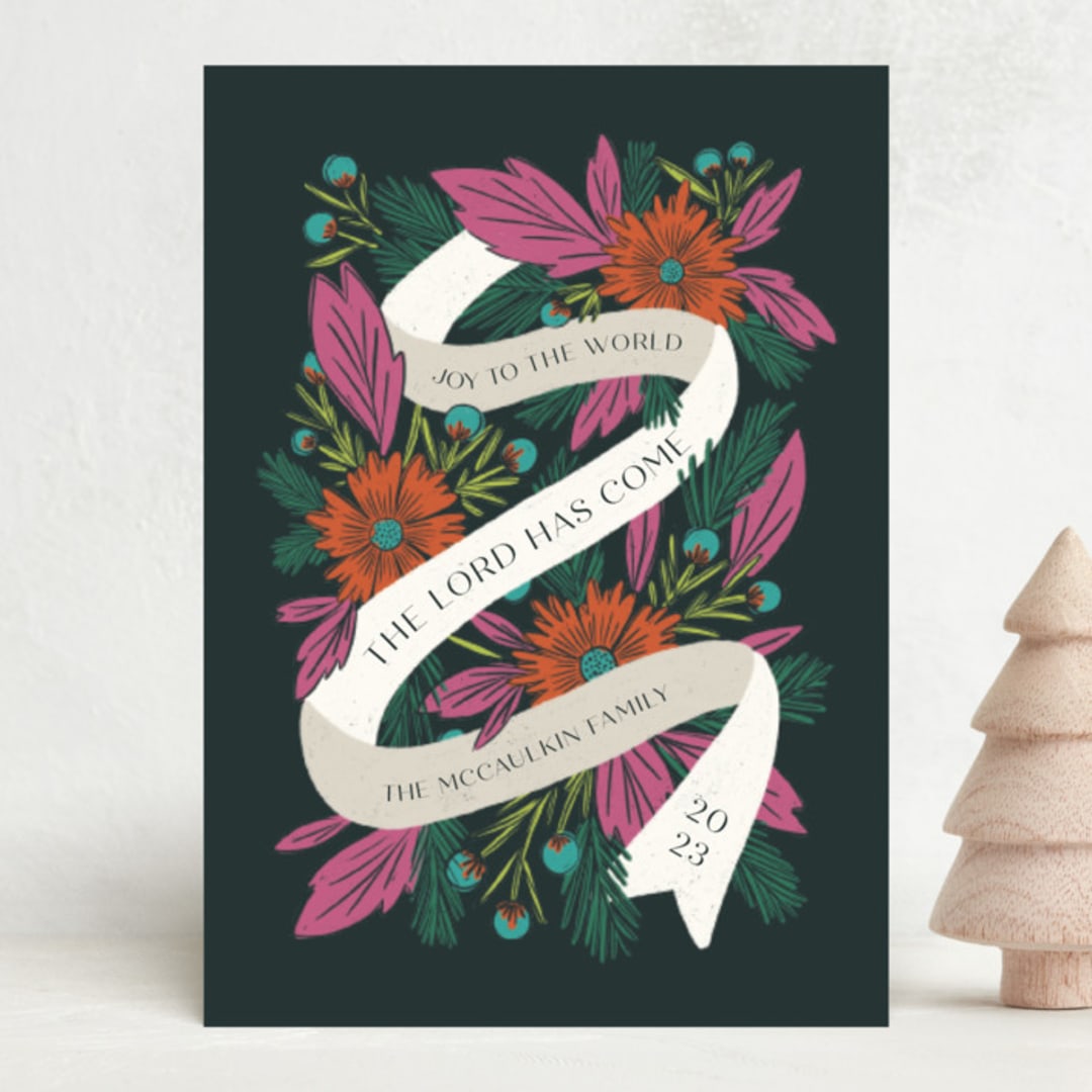 "Joyous" - Holiday Cards in Gumdrop by Jen Owens - Front