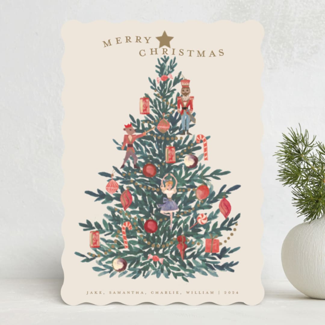 "Nutcracker Tree" - Holiday Cards in Caramel by Teju Reval - Front