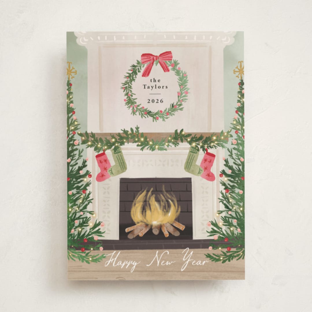"Cosy Fireplace" - Holiday Cards in Fern by Petra Kern - Front