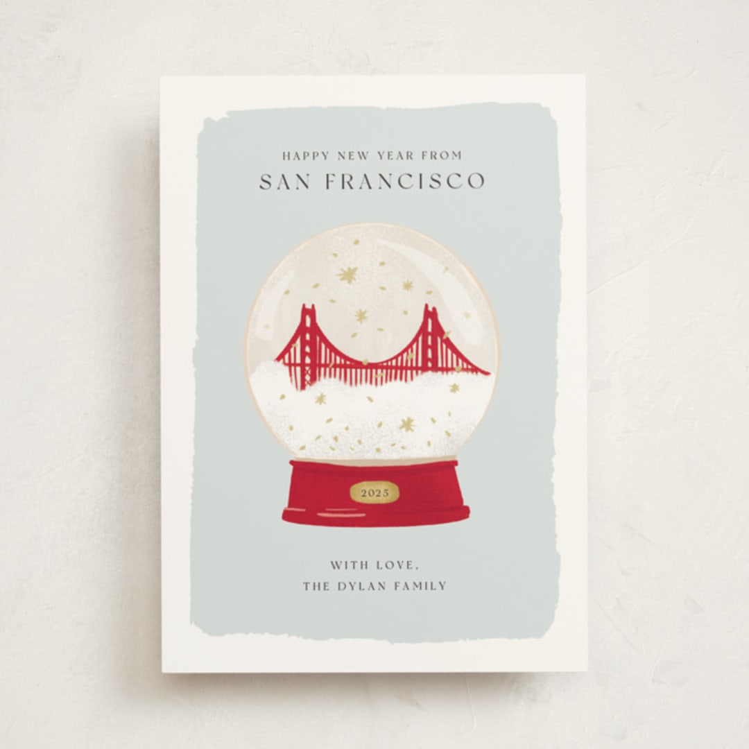 "Golden Gate Globe" - Holiday Cards in Winter by Laura Bercovich - Front