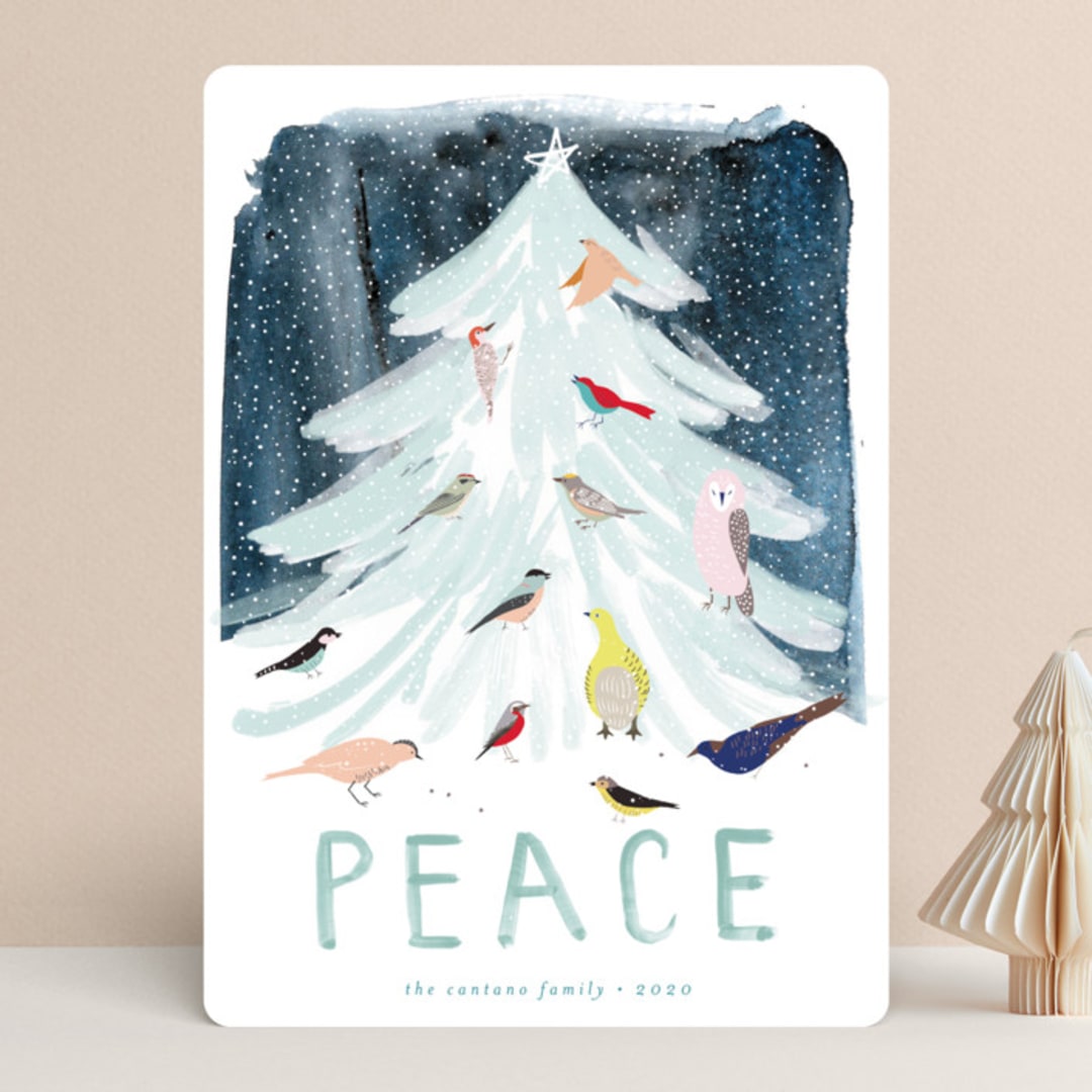 "Snowfall" - Holiday Cards in Turquoise by Eve Schultz - Front