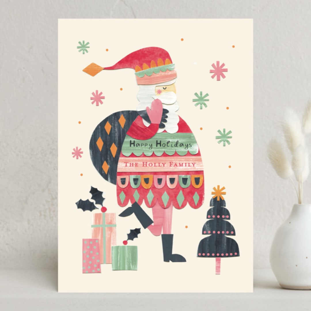 "Sassy Santa" - Holiday Cards in Peppermint by Sarah Knight - Front