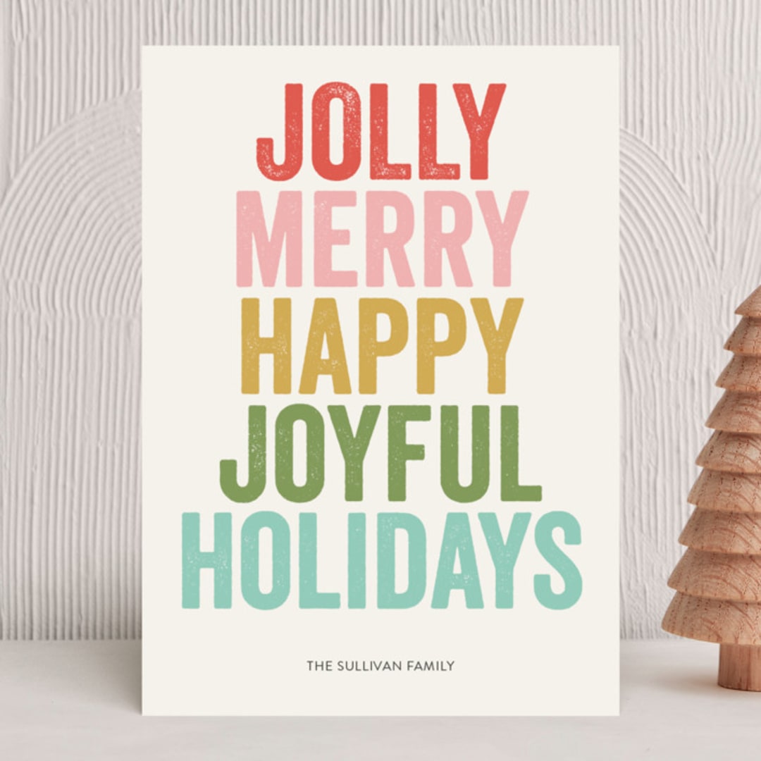 "jolly words" - Holiday Cards in Golden by Denise Malacrea - Front