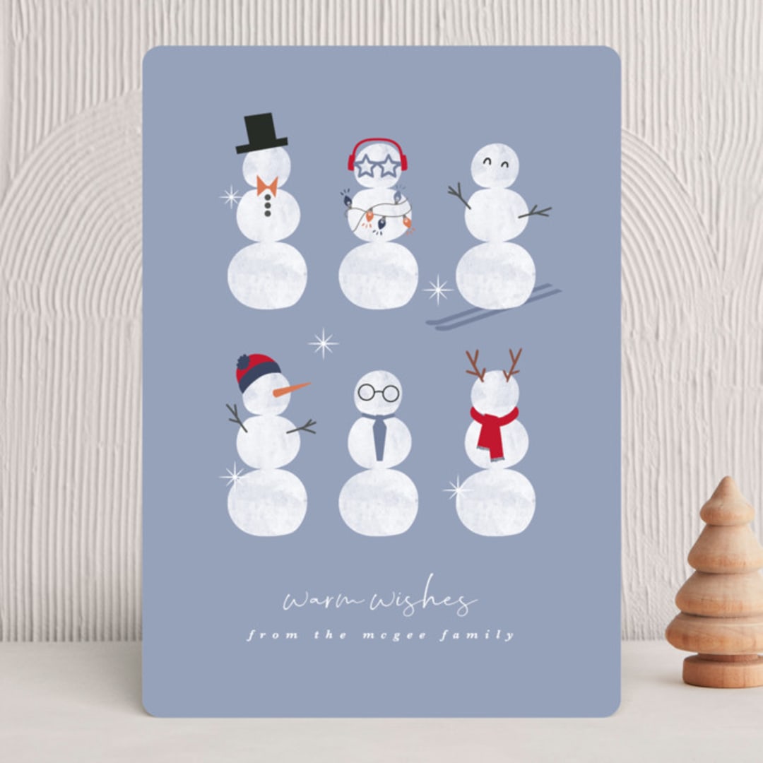 "Frosty friends" - Holiday Cards in Winter Sky by Corinne Malesic - Front