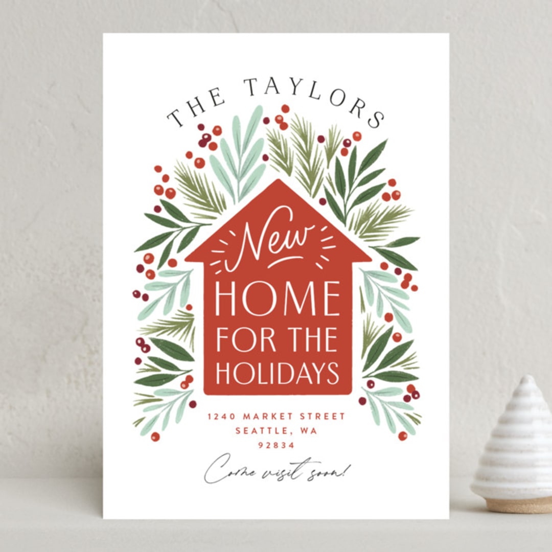 "New Home for the Holidays House" - Holiday Cards in Persimmon by Alethea and Ruth - Front