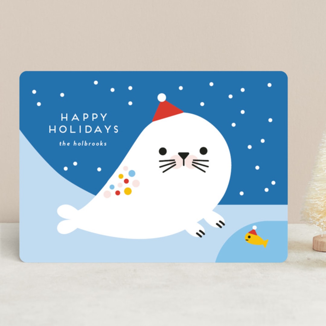 "Rainbow Seal" - Holiday Cards in Frozen by Genna Blackburn - Front
