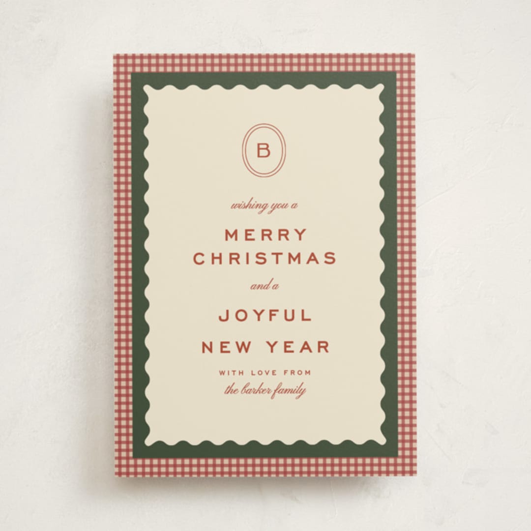 "gingham layers" - Holiday Cards in Cranberry by Ellen Schlegelmilch - Front