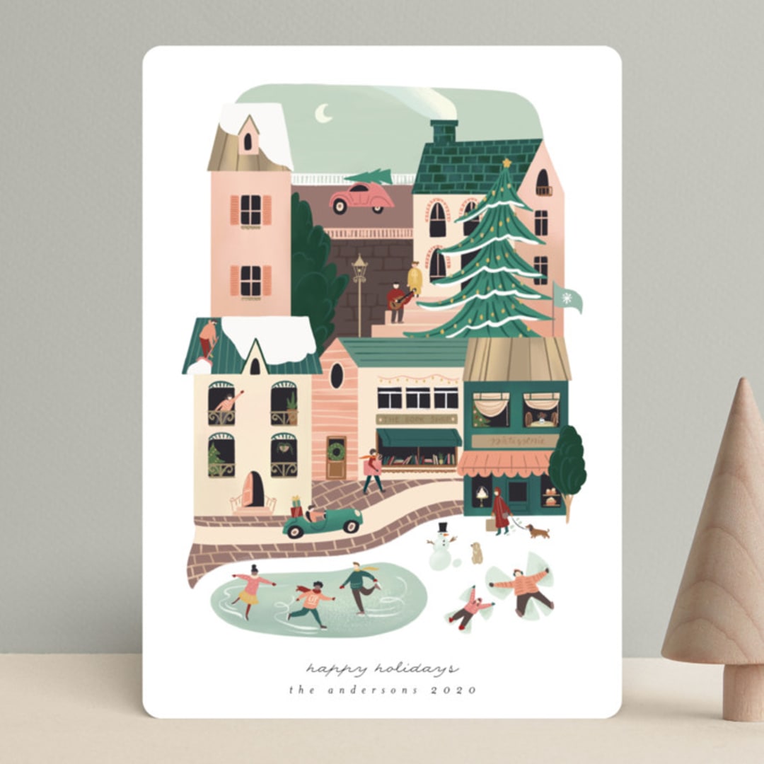 "Petite Holiday" - Holiday Cards in Pine by Grae - Front
