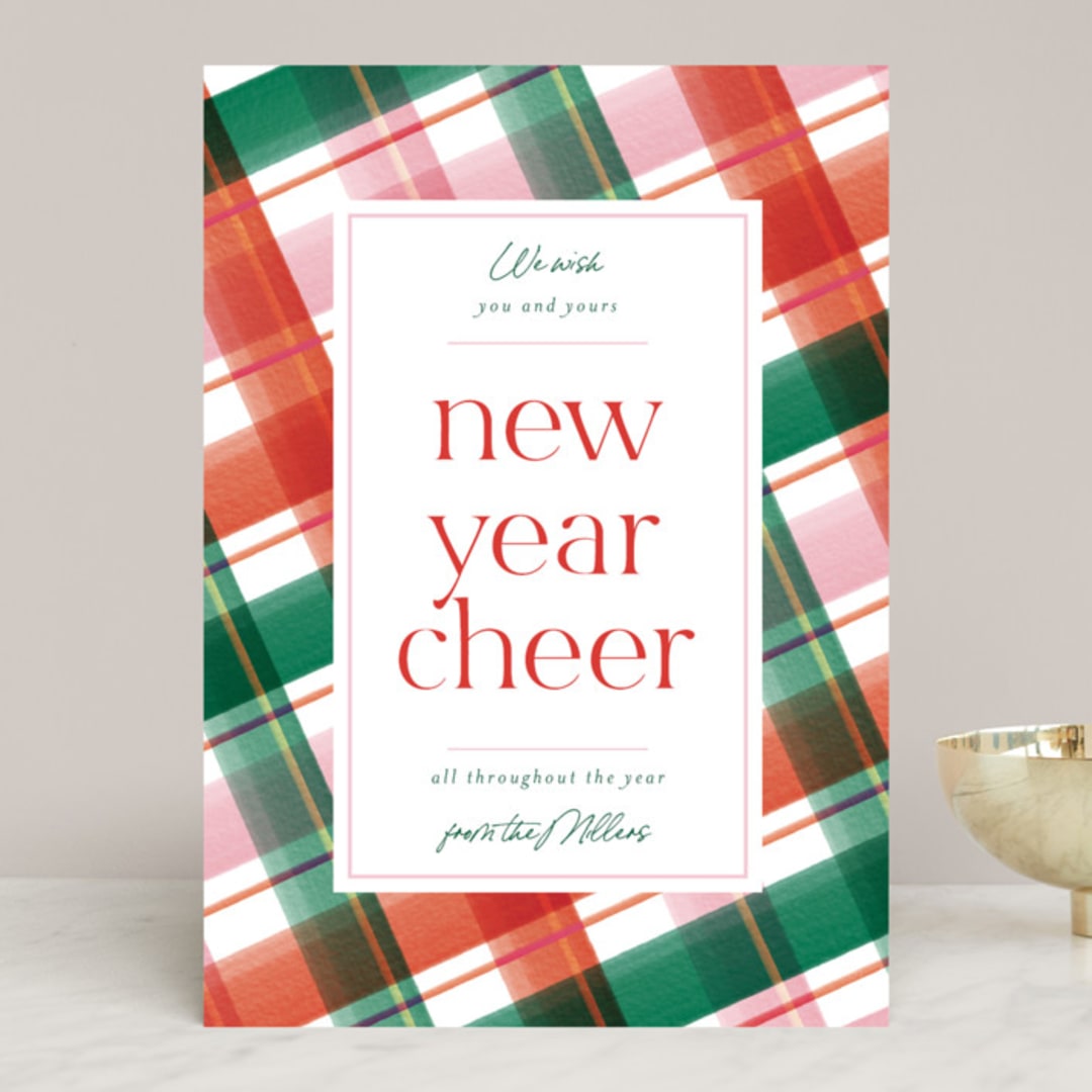 "Happy Plaid" - Holiday Cards in Rudolph by Jackie Crawford - Front