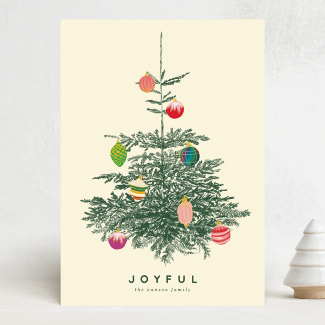 "Retro Tree" - Holiday Cards in Ivory by Baumbirdy - Front
