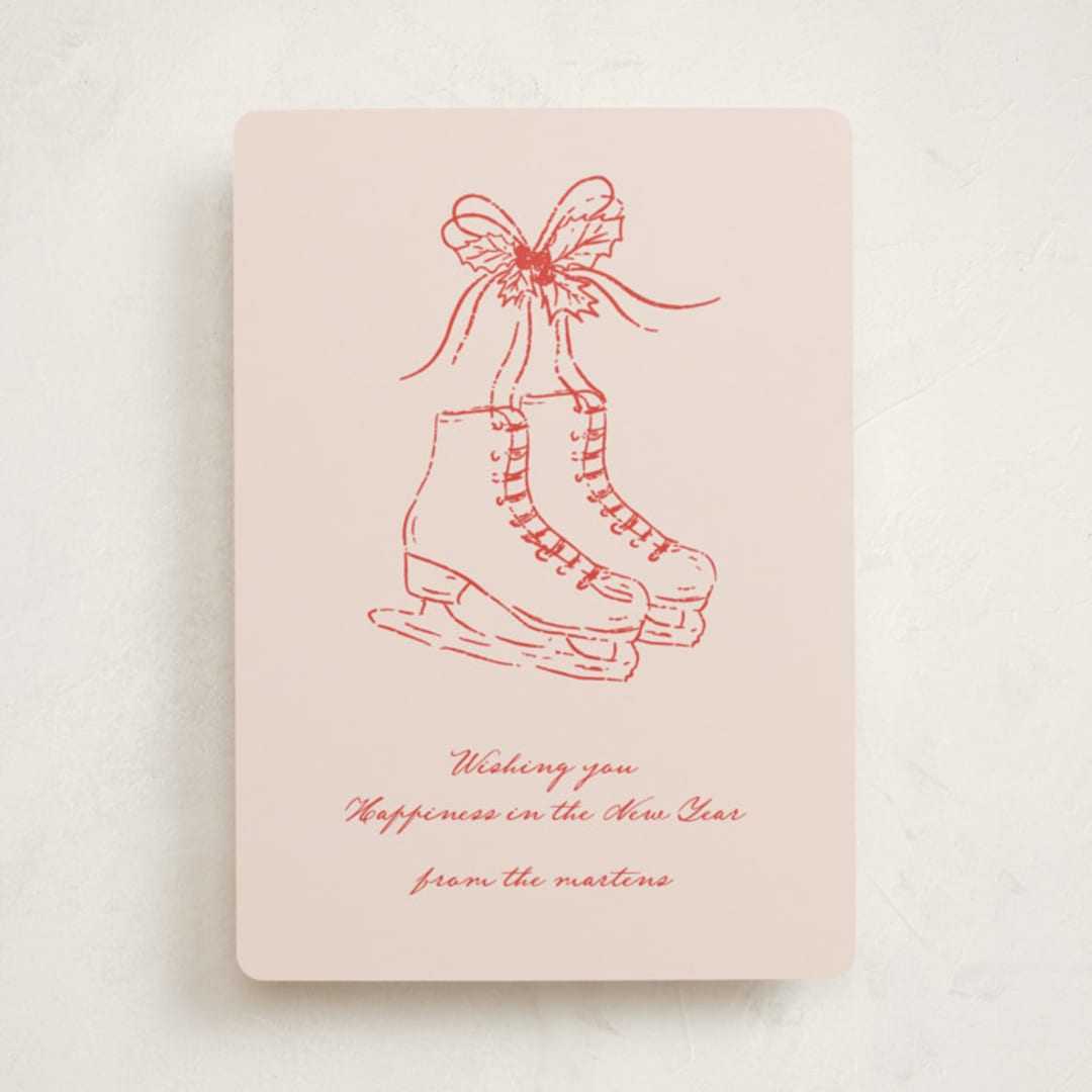 "Skatelle" - Holiday Cards in Rose by Jelena Vuletic - Front