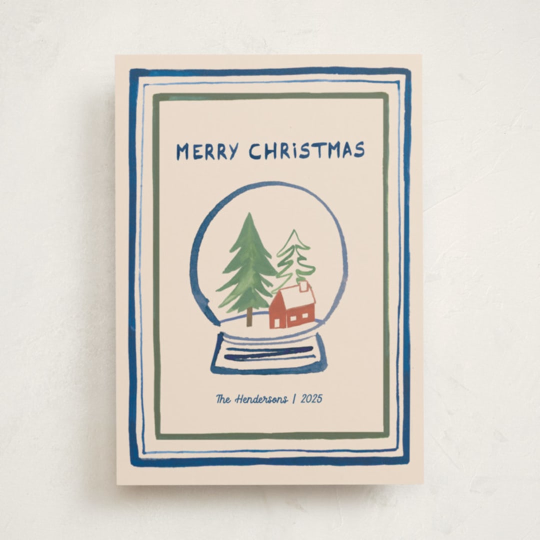 "Snow Globe" - Holiday Cards in Wintermint by Teju Reval - Front