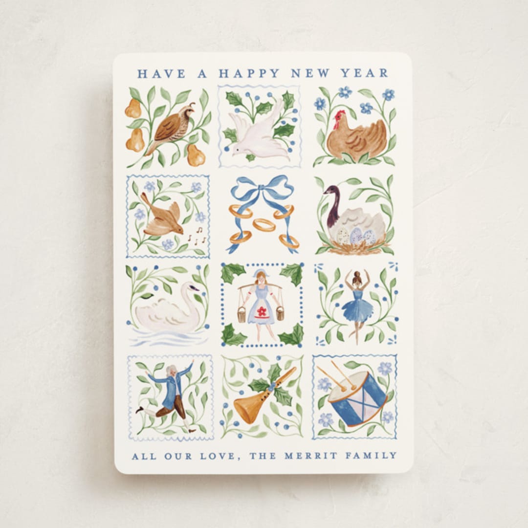 "12 days of Christmas stamps" - Holiday Cards in Goose Egg by Sarah Knight - Front