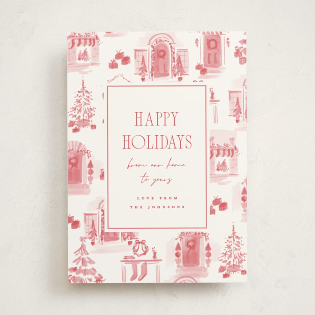 "holiday home toile" - Holiday Cards in Peppermint by Rebecca Durflinger - Front