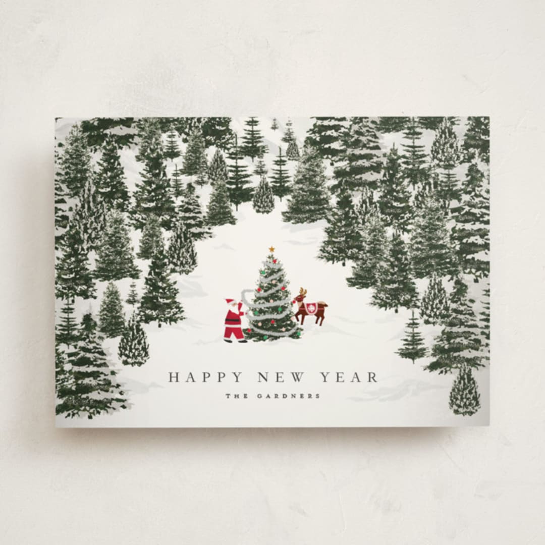 "Christmas Forest" - Holiday Cards in Coal by Jennifer Lew - Front