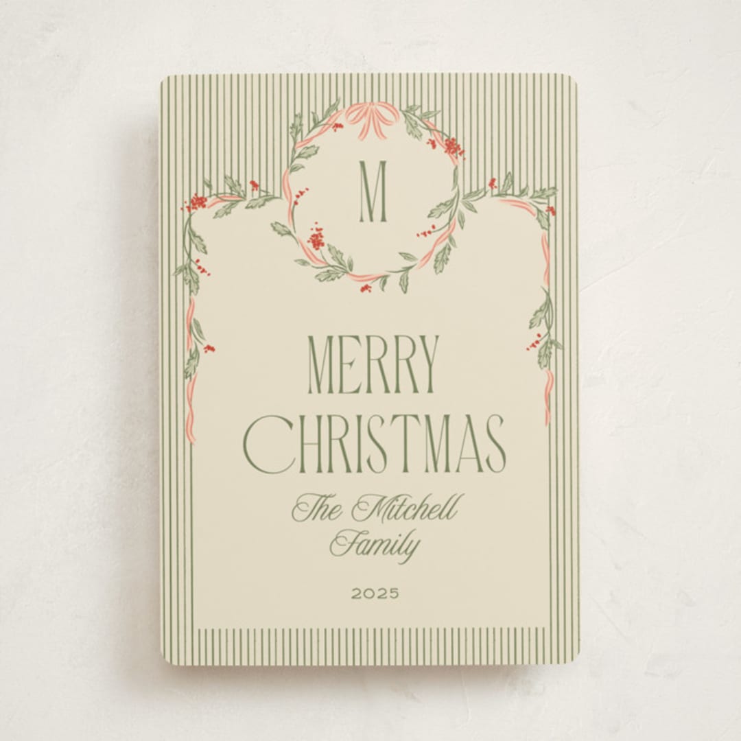 "Wreath Frame" - Holiday Cards in Cream by Robert and Stella - Front