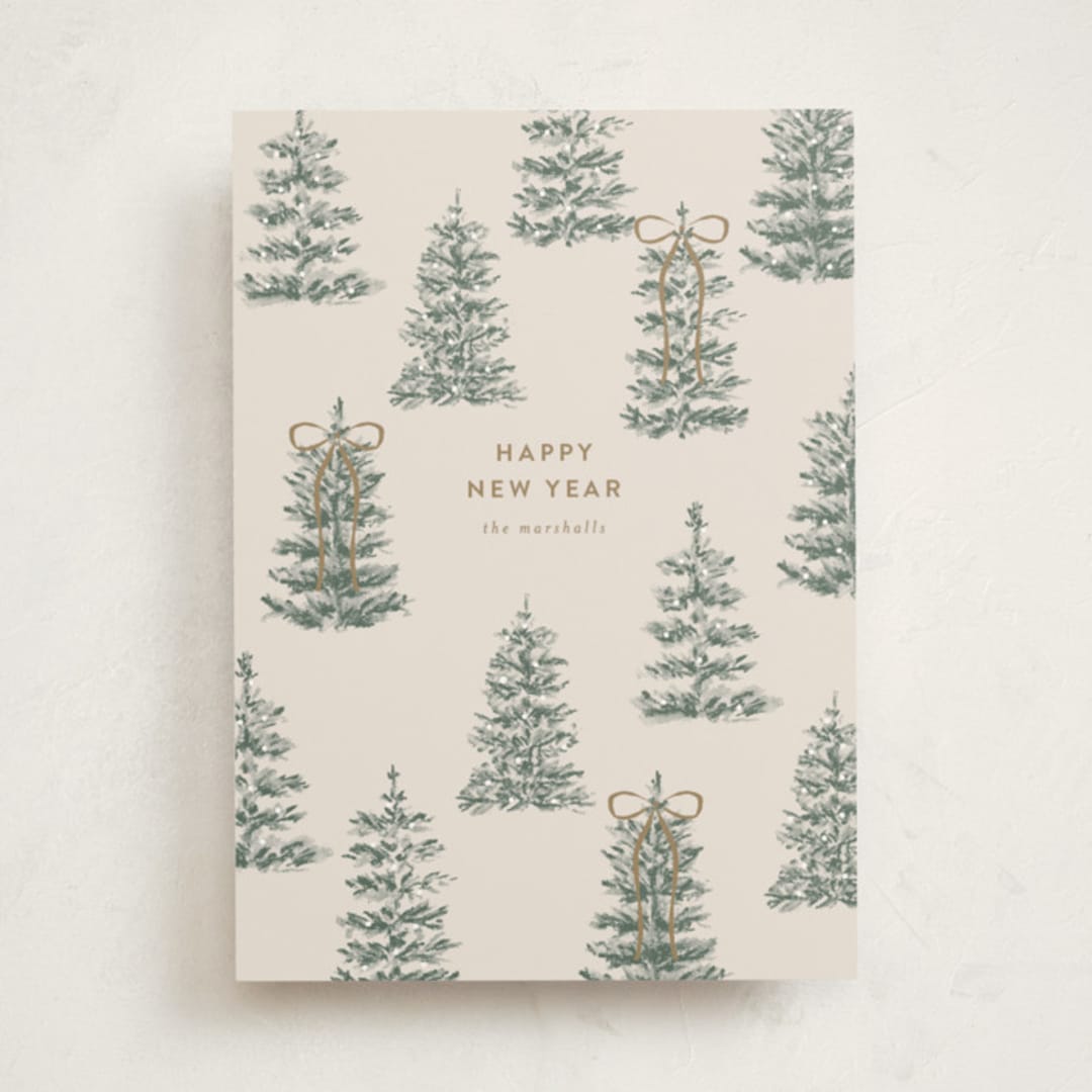 "Festive Forest" - Holiday Cards in Champagne by Angela Garrick - Front