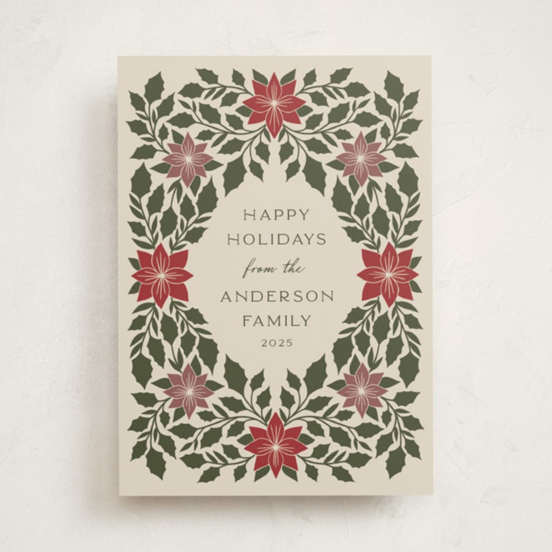 "Holly Frame" - Holiday Cards in Evergreen by Katharine Watson - Front