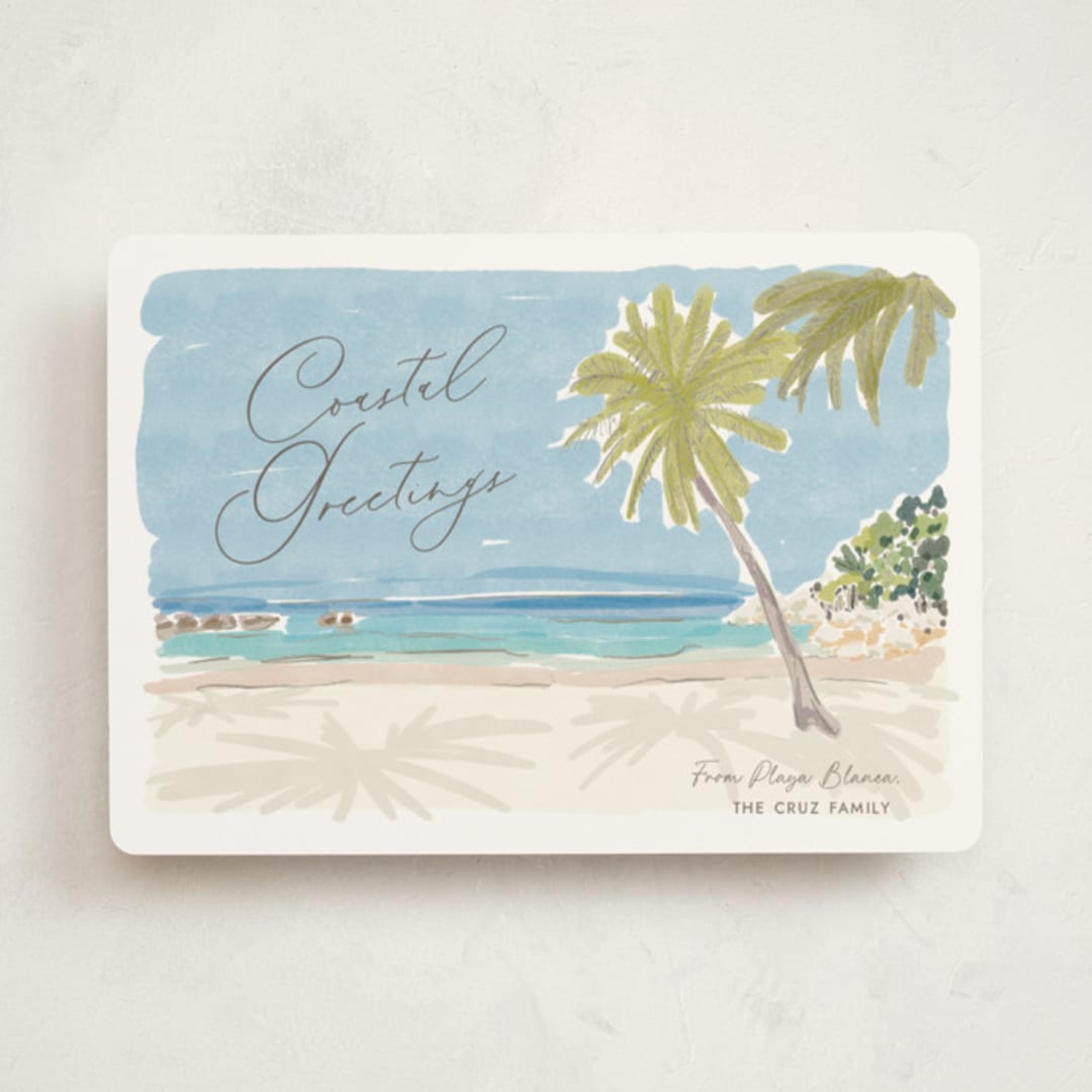 "Coastal Greetings" - Holiday Cards in Pool by Annie Montgomery - Front