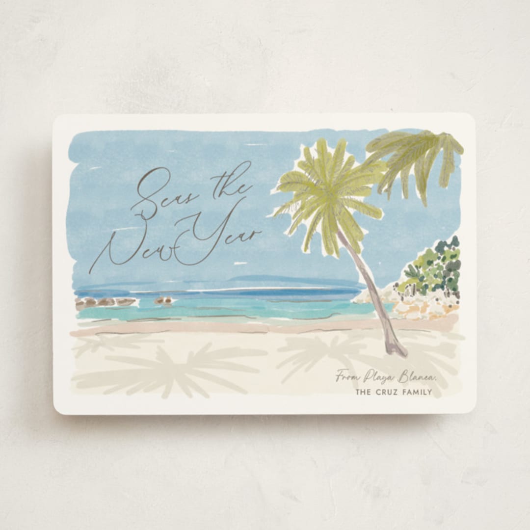 "Coastal Greetings" - Holiday Cards in Pool by Annie Montgomery - Front