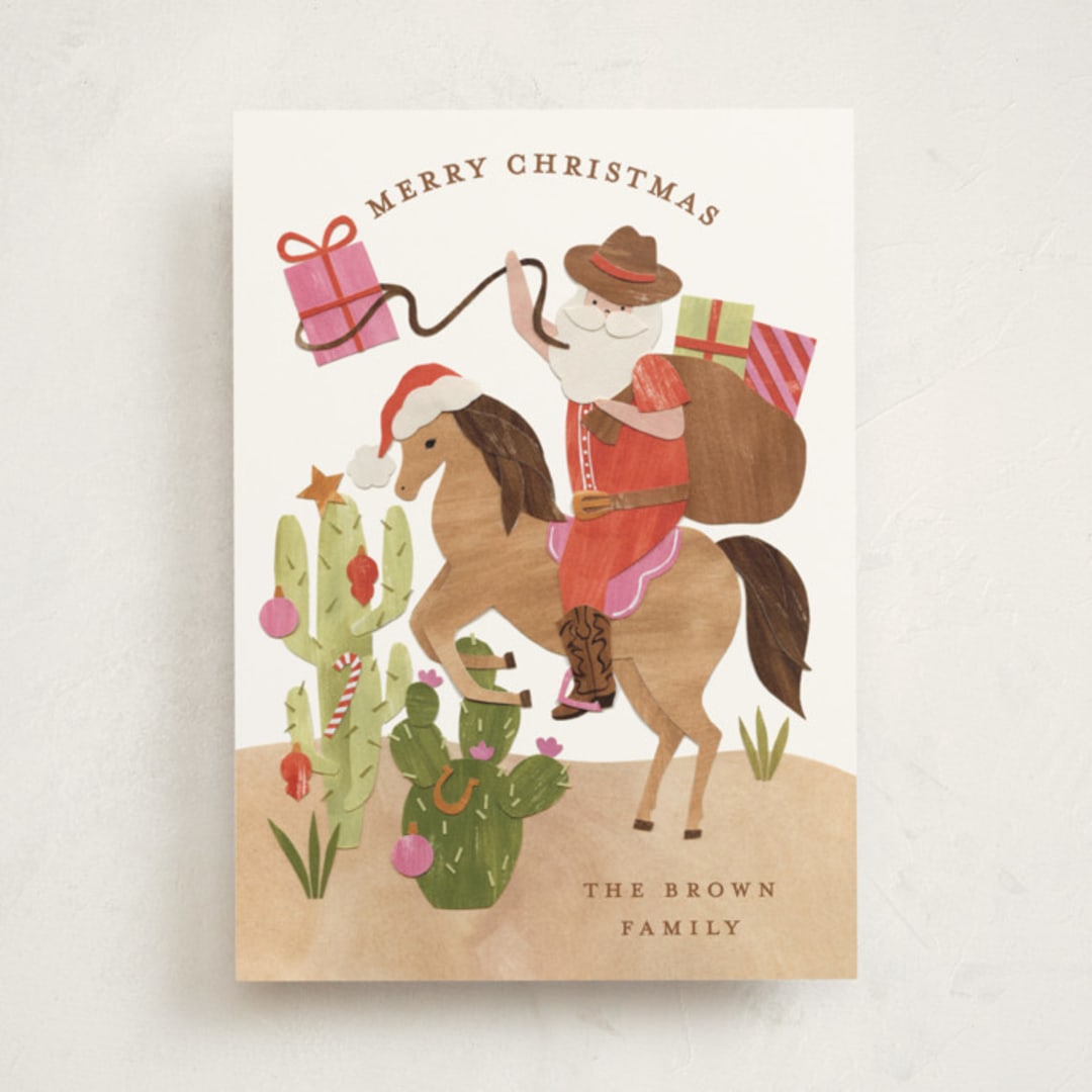"Howdy Holidays y'all" - Holiday Cards in Candy Cane by Sarah Knight - Front