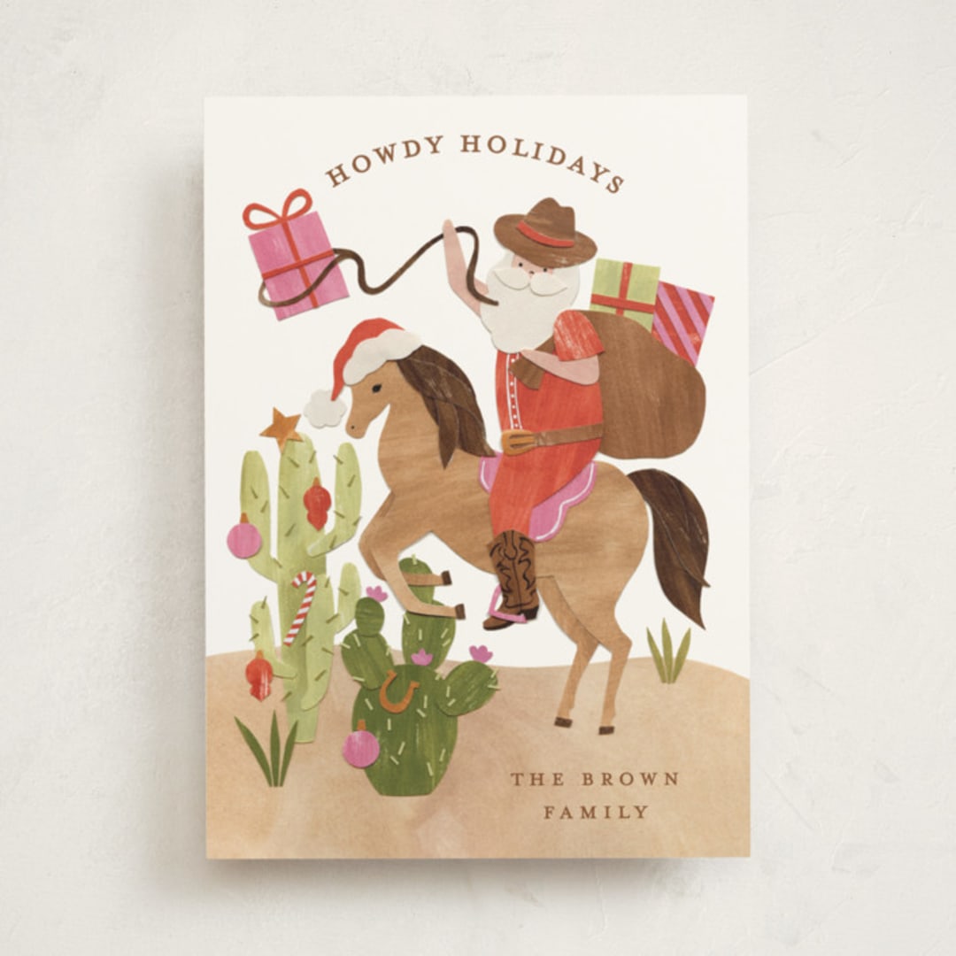 "Howdy Holidays y'all" - Holiday Cards in Candy Cane by Sarah Knight - Front