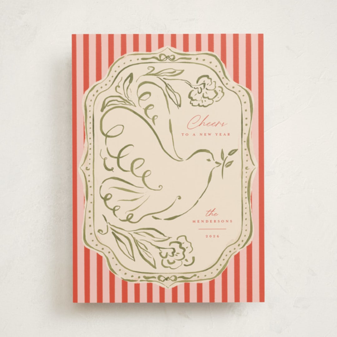 "Peace Dove.." - Holiday Cards in Cranberry by Vera Lim - Front