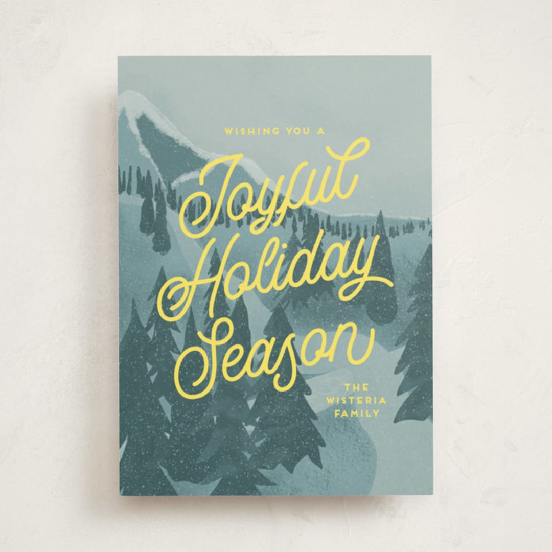"First Mountain Snow" - Holiday Cards in Glacier by Kaydi Bishop - Front