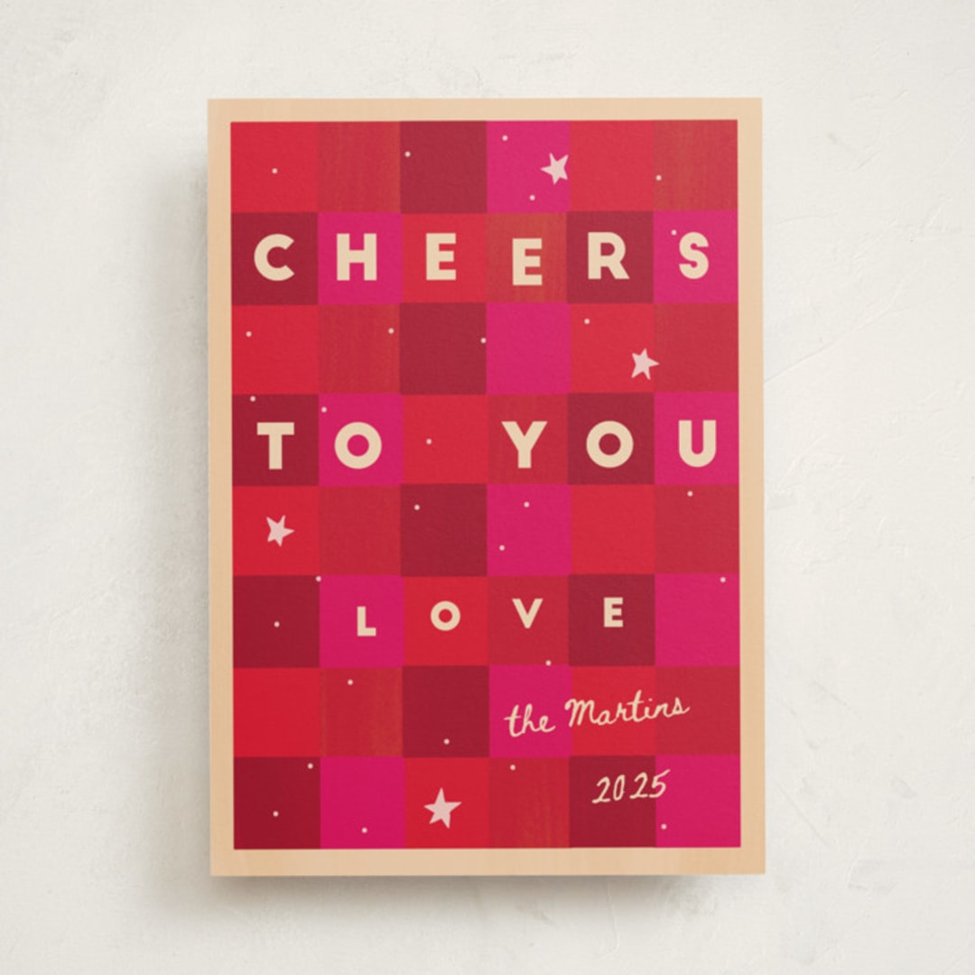 "Checkered Cheers" - Holiday Cards in Cherry by Ani Somi - Front