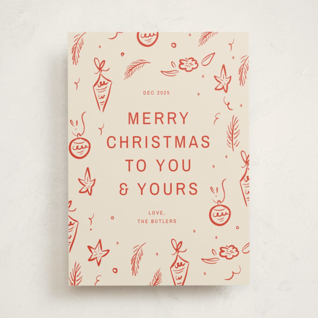 "Happy Little Holidays" - Holiday Cards in Tomato by Ani Somi - Front
