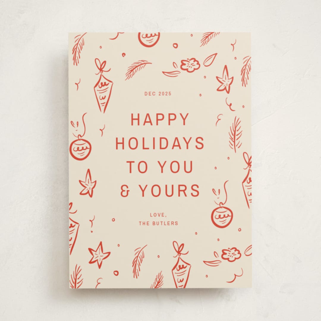 "Happy Little Holidays" - Holiday Cards in Tomato by Ani Somi - Front