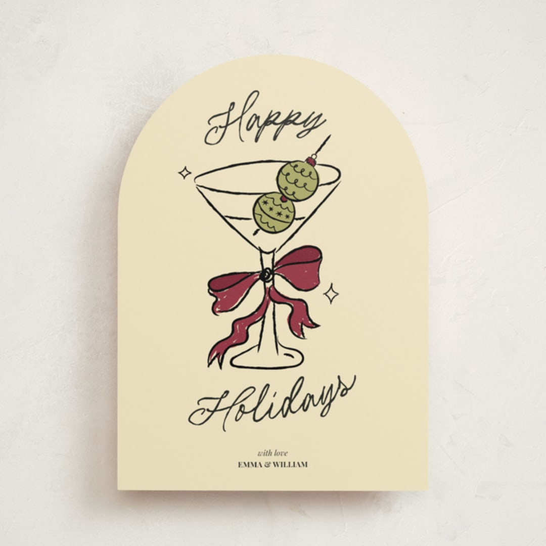 "Cin Cin!" - Holiday Cards in Holly Berry by Helena Vitto - Front