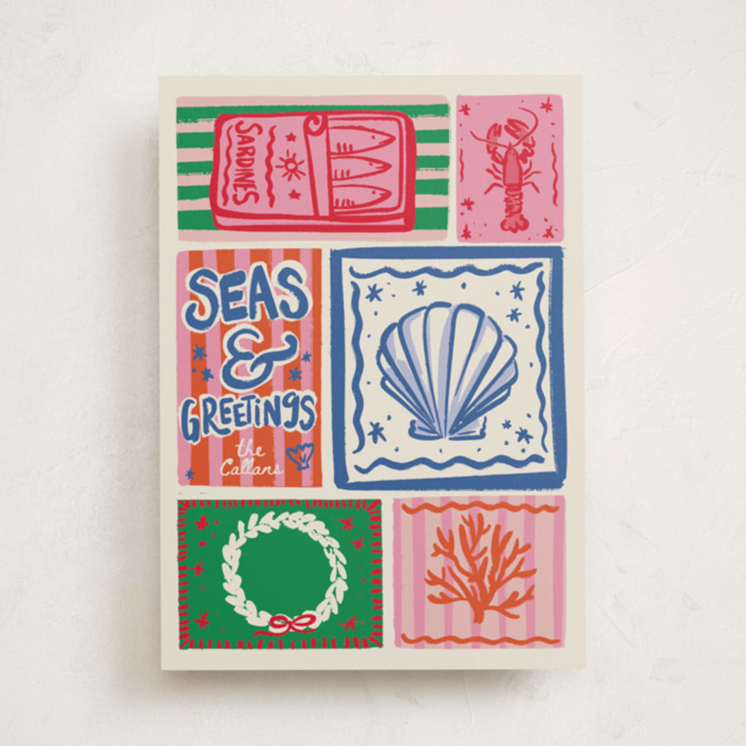 "Seas" - Holiday Cards in Cerulean by Jenna Holcomb - Front