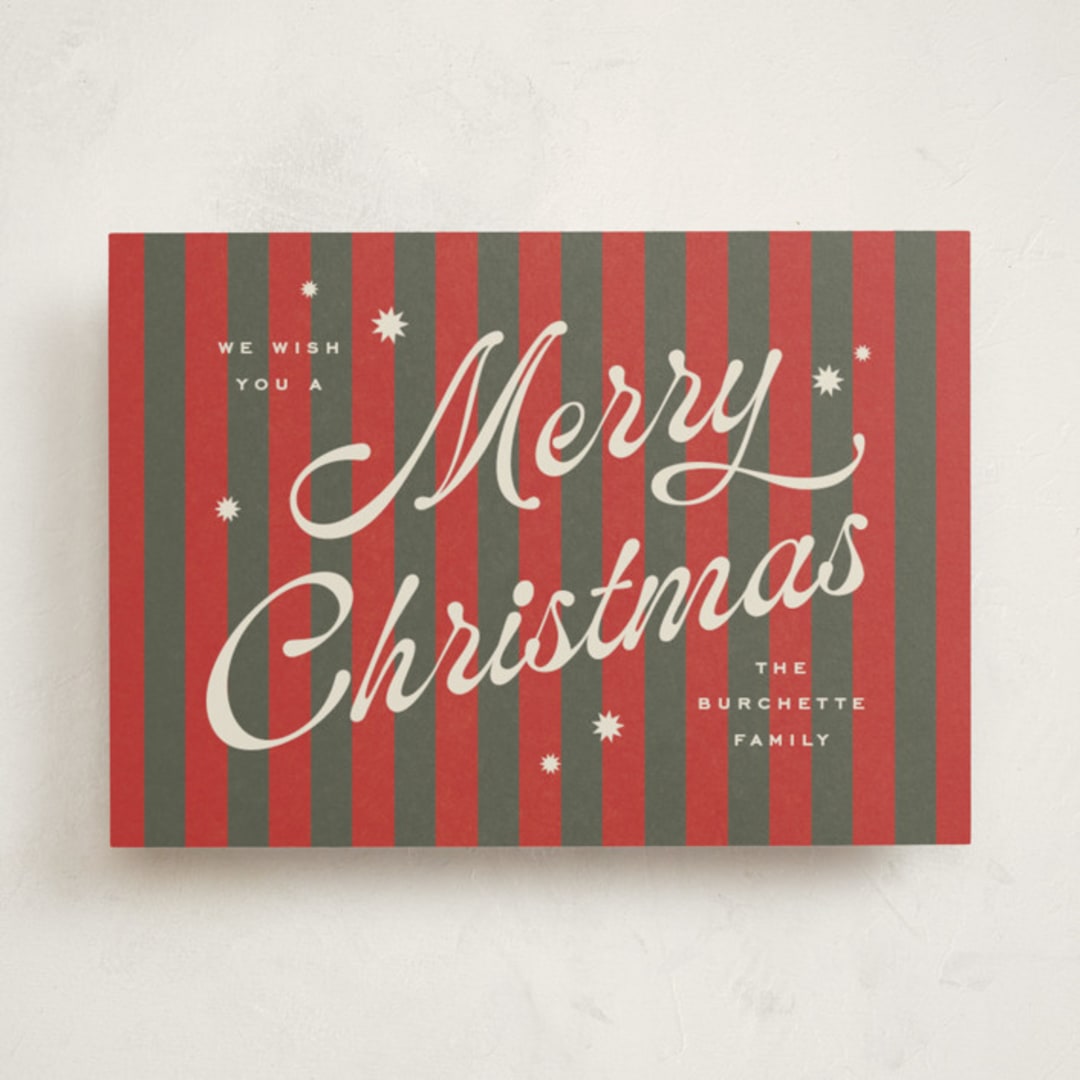 "Retro Candy Stripe" - Holiday Cards in Garland by Wildfield Paper Co - Front