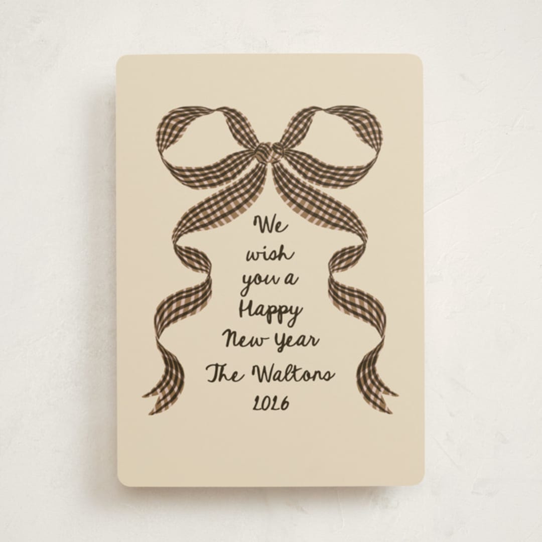 "Gingham Ribbon" - Holiday Cards in Spice by Leah Bisch - Front