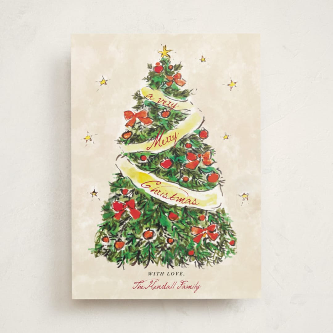 "Evergreen Magic" - Holiday Cards in Holly Berry by Cass Loh - Front