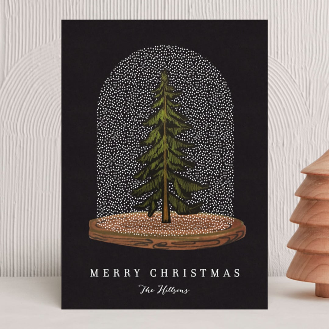 "Snow globe Tree" - Holiday Cards in Coal by Baumbirdy - Front