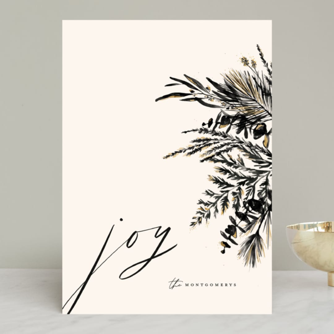 "Classic Bouquet" - Holiday Cards in Almond by Julie Murray - Front