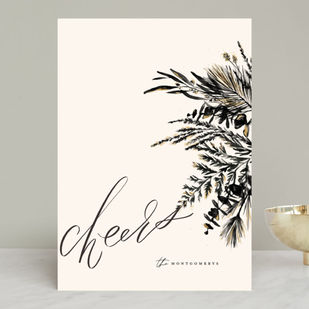 "Classic Bouquet" - Holiday Cards in Almond by Julie Murray - Front