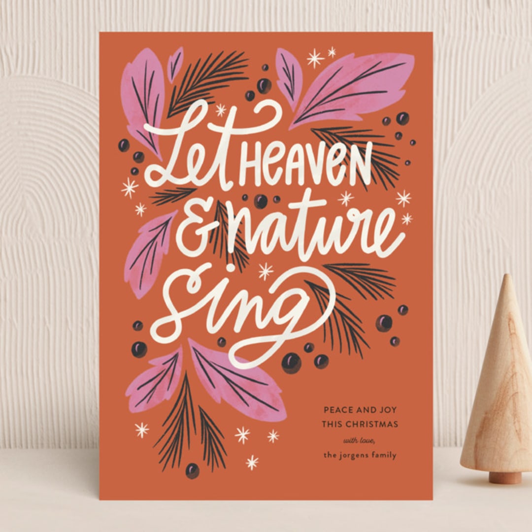 "sing" - Holiday Cards in Pumpkin by Jen Owens - Front