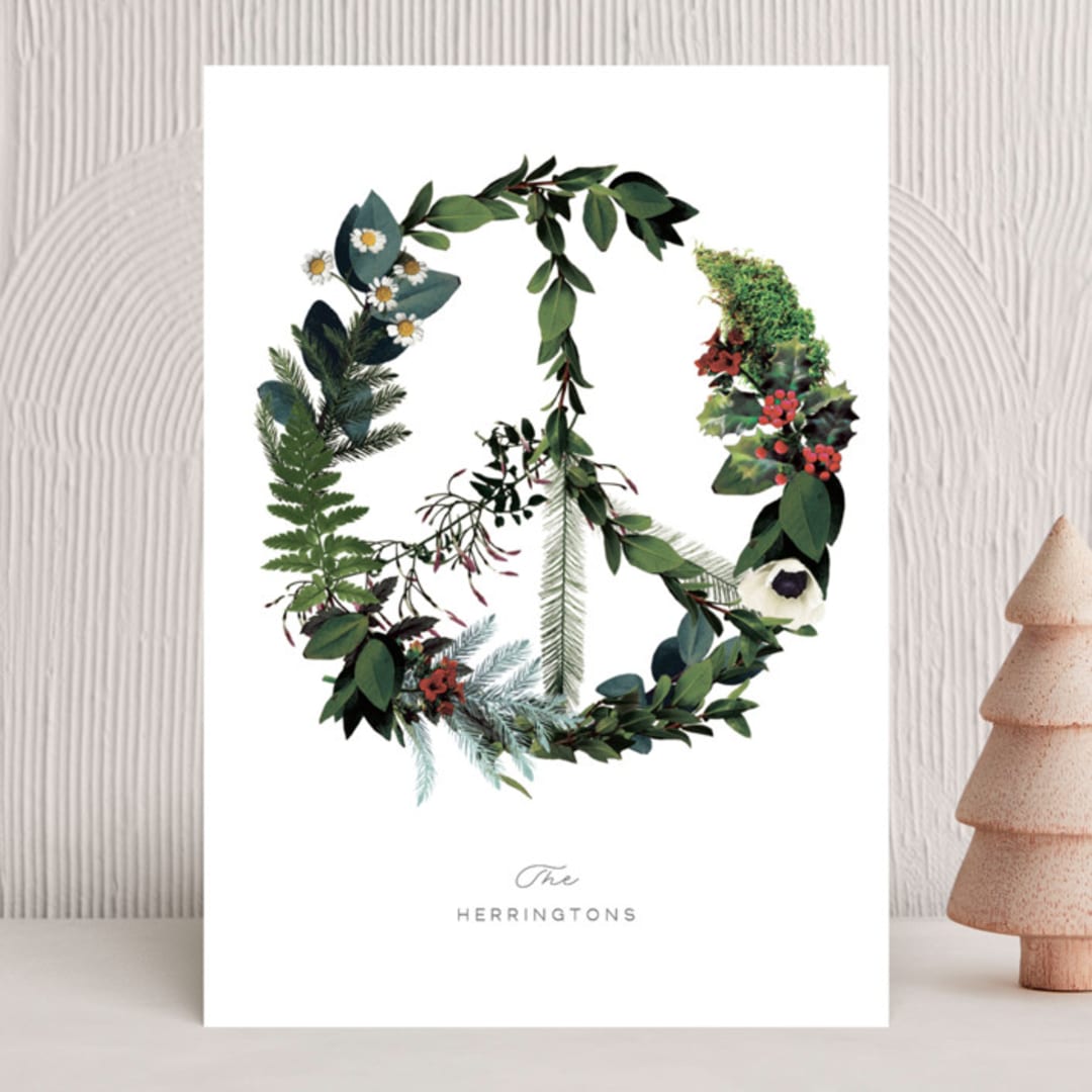 "Floral Peace" - Holiday Cards in Snow by Baumbirdy - Front