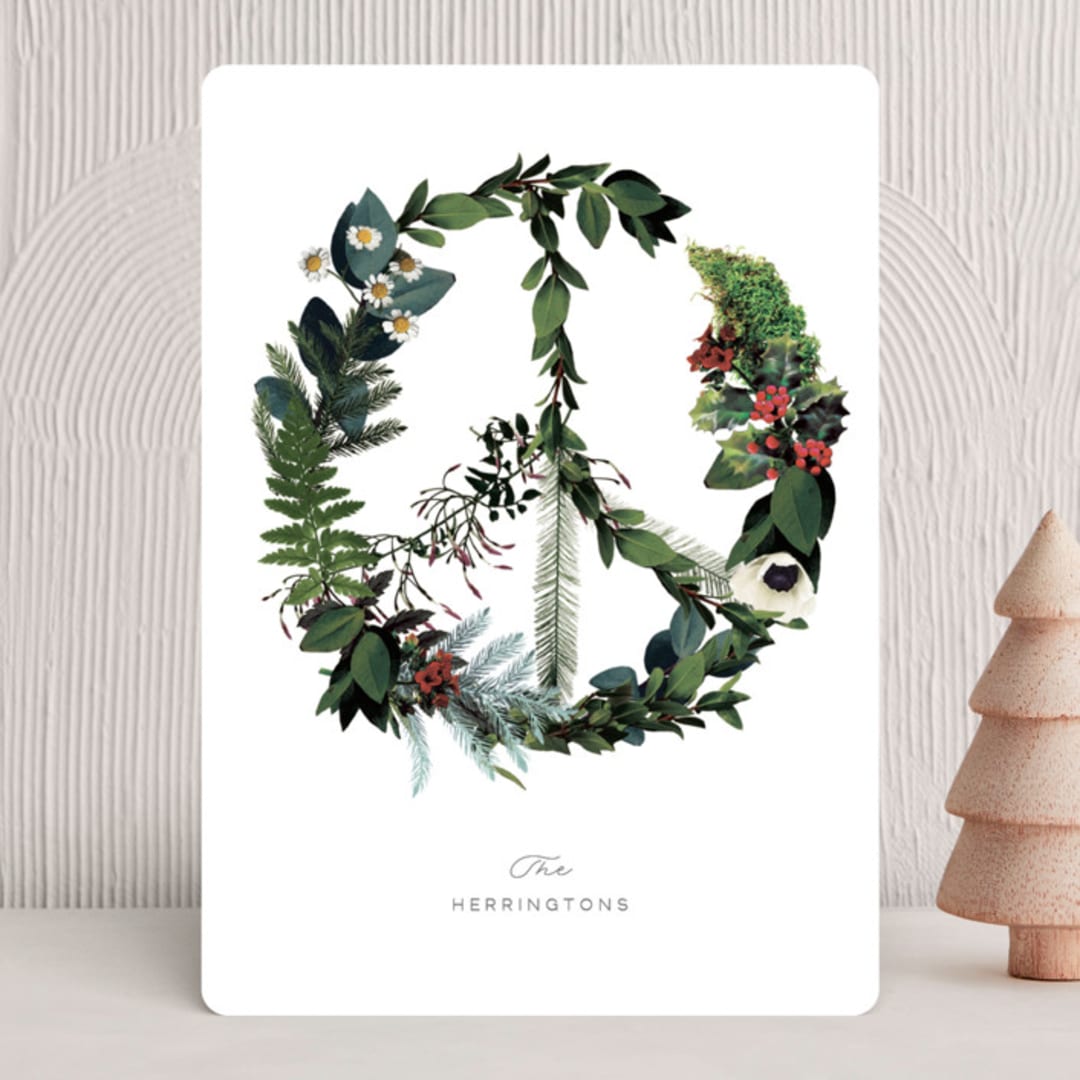 "Floral Peace" - Holiday Cards in Snow by Baumbirdy - Front
