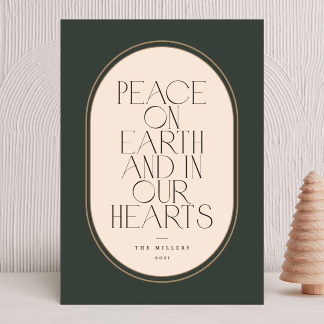 "Peace in our Hearts" - Holiday Cards in Forest by Benita Crandall - Front