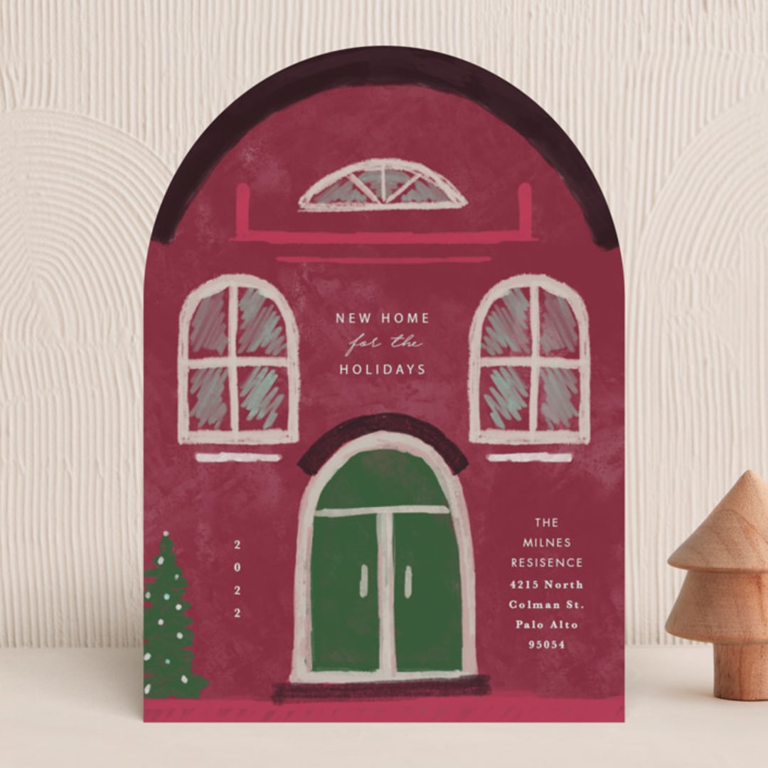 "New Home for Holidays" - Holiday Cards in Fushsia by Kanika Mathur - Front